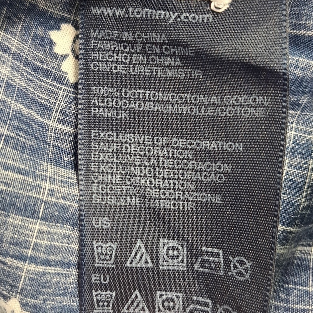 Tommy Hilfiger dark blue & white stitching slim fit LG casual button-up shirt - Picture 6 of 6